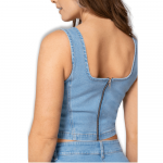 Crop Top de Mezclilla Elasticado – T03033677 - Imagen 2