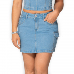 Mini Falda Cargo Azul Claro - T17035155